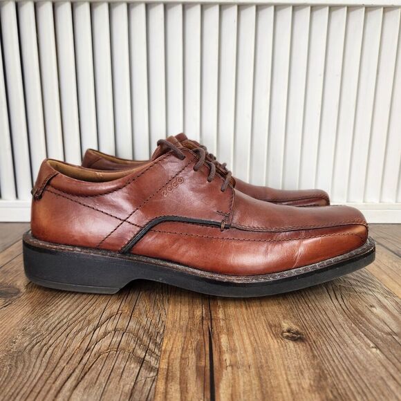 ECCO Holton Apron Toe Derby Dress Shoes Mens Sz 8.5 Brown Leather Preppy Oxfords main image 5